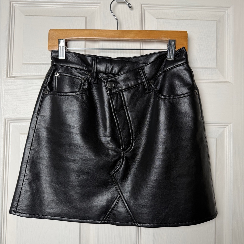 Agolde Black Mini Leather Skirt